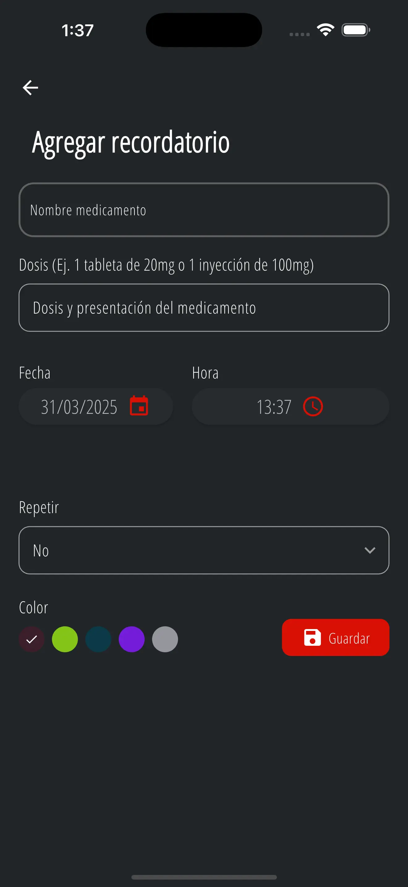 Pastillero y recordatorios de ConsultApp