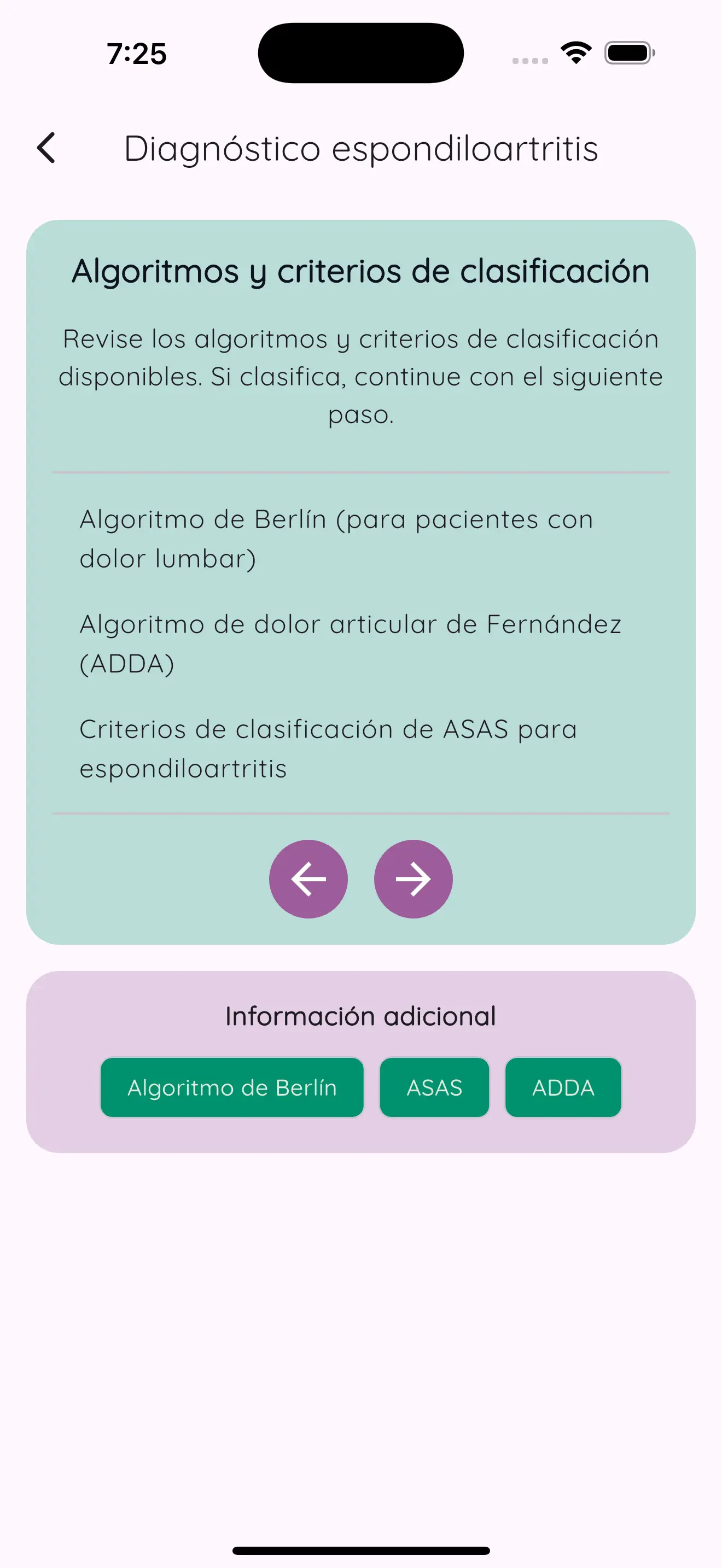 Lista de chequeo de ReumApp